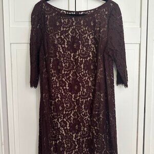 Robert Rodriguez Burgundy Lace Shift Dress, Size 12